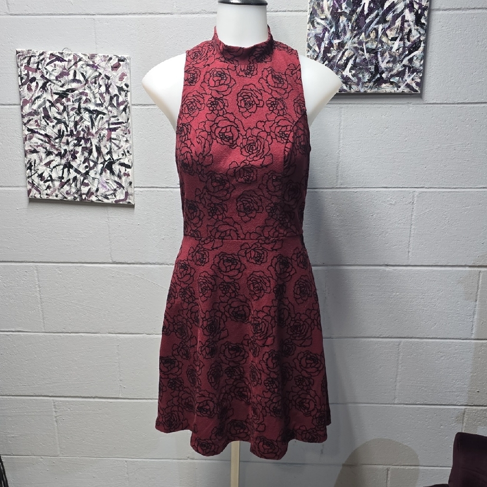 LC Lauren Conrad Burgundy Floral Mini Dress